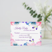 オーダーメイド カラー 水彩 花柄 RSVP カード (スタンド正面)
