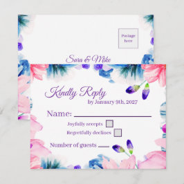 オーダーメイド カラー 水彩 花柄 RSVP カード