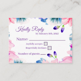 オーダーメイド カラー 水彩 花柄 RSVP カード