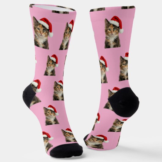 オーダーメイド カリコ 猫 クリスマス ソックス (傾斜あり)