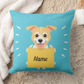 オーダーメイド カートゥーン犬 名前入りギフト クッション (ブランケット)