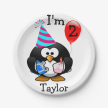 オーダーメイド カートゥーン ペンギンの2歳の誕生日パーティー