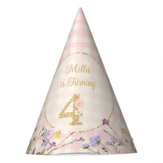 オーダーメイド ガーデンラビット4歳の誕生日パーティーハット パーティーハット