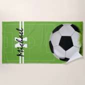 オーダーメイド キッズ サッカー モノグラム ビーチタオル (正面)