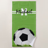 オーダーメイド キッズ サッカー モノグラム ビーチタオル (正面)