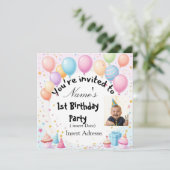 オーダーメイド キッズ バースデー インビテーション | 楽しいパーティー カード w (スタンド正面)