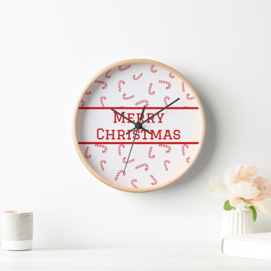 オーダーメイド キャンディケーン クリスマス 壁時計 (ホーム)