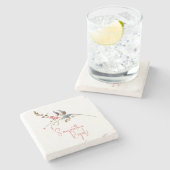 オーダーメイド ギフト 水彩 ボタニカル ベリー ストーンコースター (横)