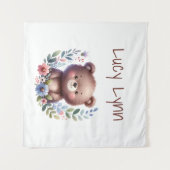 オーダーメイド クマの赤ちゃんの壁アート タペストリー (正面(横))