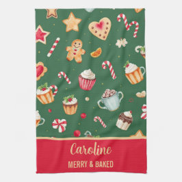 オーダーメイド クリスマスの焼き菓子パターン キッチンタオル