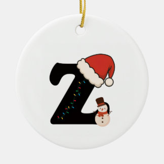 オーダーメイド クリスマスアルファベット Z セラミックオーナメント