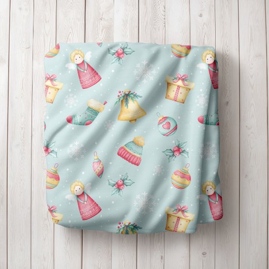 オーダーメイド クリスマスエンジェル フリースブランケット
