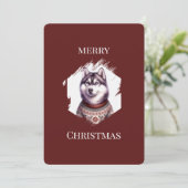 オーダーメイド クリスマスカード、ハスキー ホリデー シーズンカード (スタンド正面)