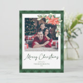 オーダーメイド クリスマスカード 2枚の写真入り Plaid Holly (スタンド正面)