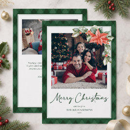 オーダーメイド クリスマスカード 2枚の写真入り Plaid Holly