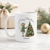 オーダーメイド クリスマスツリーを飾る妖精 コーヒーマグカップ
