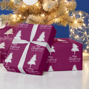 オーダーメイド クリスマスツリー 家族の名前 プラムホワイト ラッピングペーパー