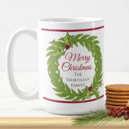 オーダーメイド クリスマスリース メリークリスマス コーヒーマグカップ