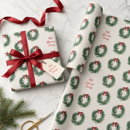 オーダーメイド クリスマスリース 姓入りギフト ラッピングペーパー