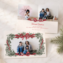 オーダーメイド クリスマスリース 赤いリボン 3枚の写真