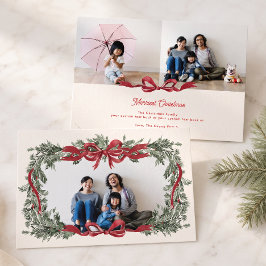 オーダーメイド クリスマスリース 赤いリボン 3枚の写真 シーズンカード