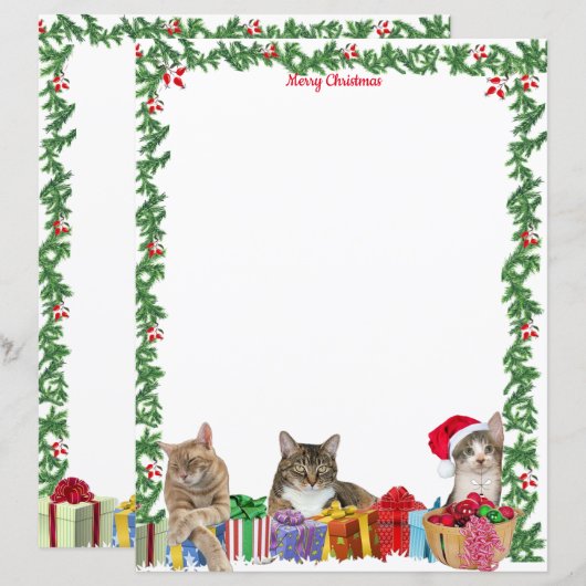 オーダーメイド クリスマス+キャット+文房具 (A4サイズ) (正面/裏面)