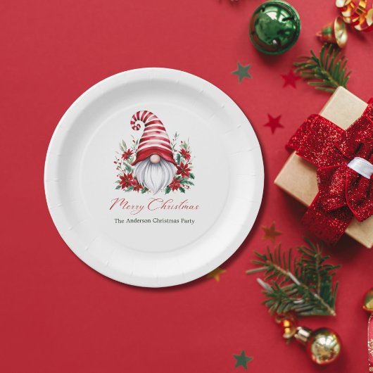 オーダーメイド クリスマス ノーム ポインセチア 冬の休日 ペーパープレート