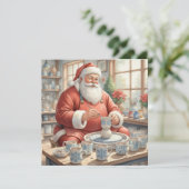 オーダーメイド クリスマス ビンテージ陶芸サンタクロース 写真入り (スタンド正面)