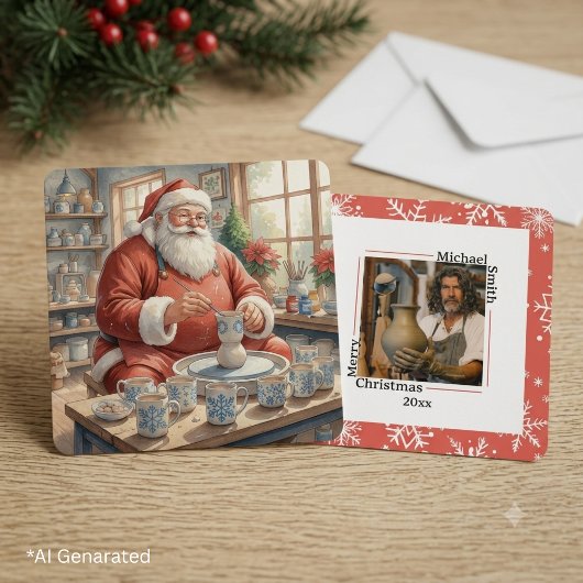 オーダーメイド クリスマス ビンテージ陶芸サンタクロース 写真入り