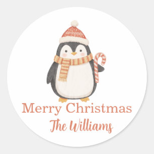 オーダーメイド クリスマス ペンギン ラウンドシール