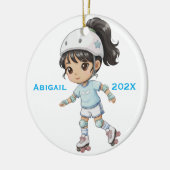 オーダーメイド クリスマス ローラー スケート 少女 セラミックオーナメント (左)