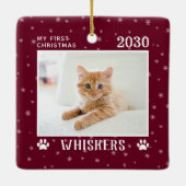 オーダーメイド クリスマス 猫 写真 名前 年 セラミックオーナメント (裏面)