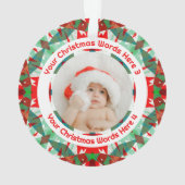 オーダーメイド クリスマス 赤 緑 家族写真ギフト オーナメント (裏面)