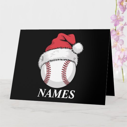 オーダーメイド クリスマス 野球 サンタ帽子 名前入り カード (蘭)