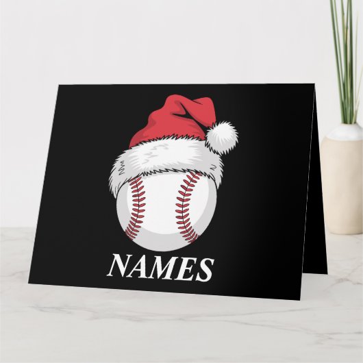 オーダーメイド クリスマス 野球 サンタ帽子 名前入り カード (正面)