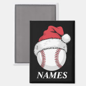 オーダーメイド クリスマス 野球 サンタ帽子 名前入り マグネット (正面/裏面)
