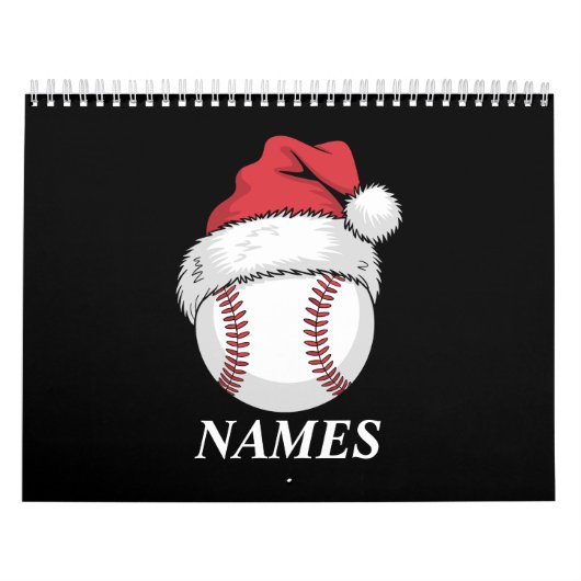 オーダーメイド クリスマス 野球 サンタ 帽子 名前入り カレンダー (カバー)