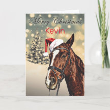 オーダーメイド クリスマス 馬 グリーティングカード