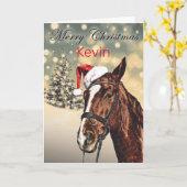 オーダーメイド クリスマス 馬 グリーティングカード (黄色い花)