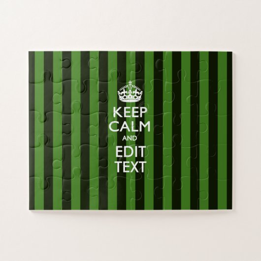 オーダーメイド グリーンストライプ デコール Keep Calm ジグソーパズル (横)