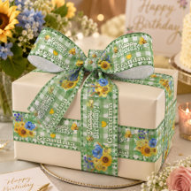 オーダーメイド グリーン ギンガム フラワー 誕生日