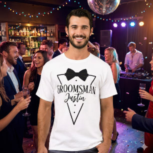 オーダーメイド グルームスマン 筆記体ネーム バチェラー・パーティー Tシャツ