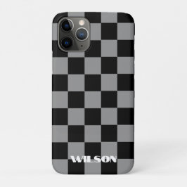 オーダーメイド グレー&ブラック チェック iPhone 11 PROケース
