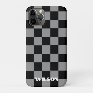 オーダーメイド グレー＆ブラック チェック iPhone 11 PROケース