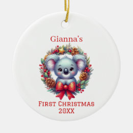 オーダーメイド コアラのベア 初めてのクリスマス セラミックオーナメント
