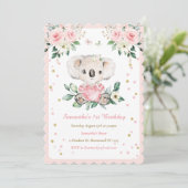 オーダーメイド コアラの女の子 1歳の誕生日 招待状 (スタンド正面)