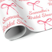 オーダーメイド コケッティ ブラッシュ ピンク ボウ ガーリー ブライダル シャワー ラッピングペーパー (ロールコーナー)