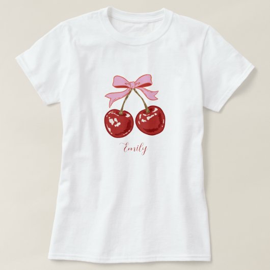 オーダーメイド コケット チェリーボウ 名前入り Tシャツ (デザイン正面)