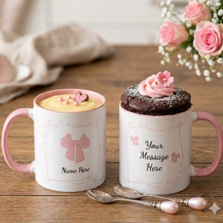 オーダーメイド コケット ピンク リボン コーヒーマグ マグカップ