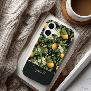 オーダーメイド コテージコア デザイン レモン パターン iPhone 16ケース